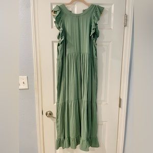 Universal Thread Flutter Sleeve Tiered Gauze Maxi